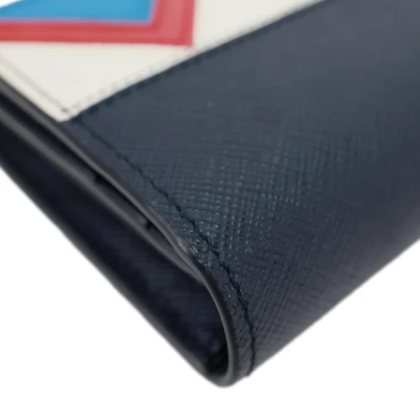 PRADA Saffiano Leather Continental Wallet Navy Blue