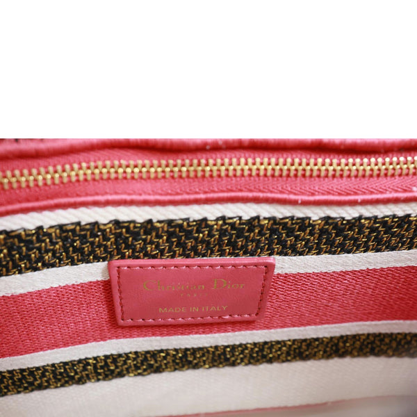 CHRISTIAN DIOR Lady D-Lite Medium Embroidered Butterfly Canvas Shoulder Bag Multicolor
