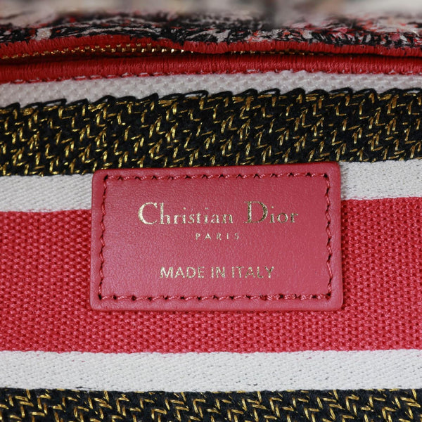 CHRISTIAN DIOR Lady D-Lite Medium Embroidered Butterfly Canvas Shoulder Bag Multicolor