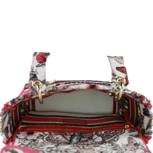 CHRISTIAN DIOR Lady D-Lite Medium Embroidered Butterfly Canvas Shoulder Bag Multicolor