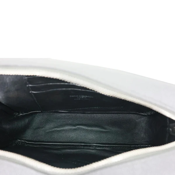 YVES SAINT LAURENT Lou Mini Grain De Poudre Matelasse Leather Camera Bag Grey