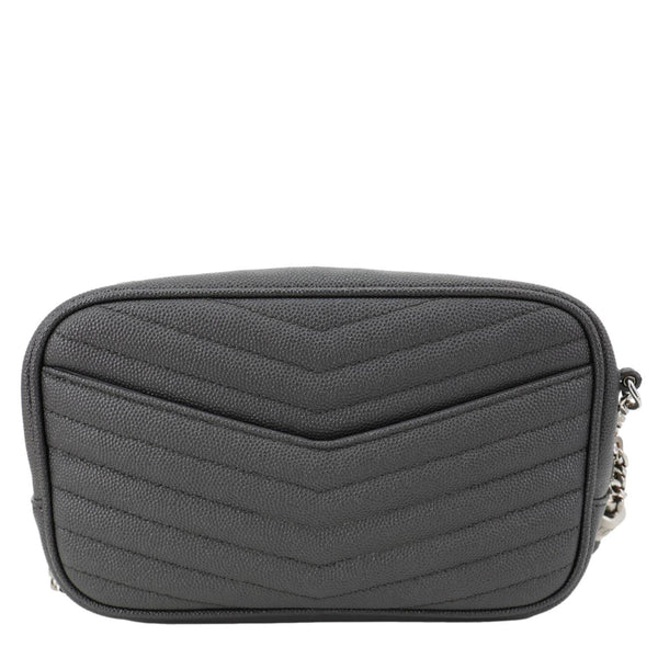 YVES SAINT LAURENT Lou Mini Grain De Poudre Matelasse Leather Camera Bag Grey