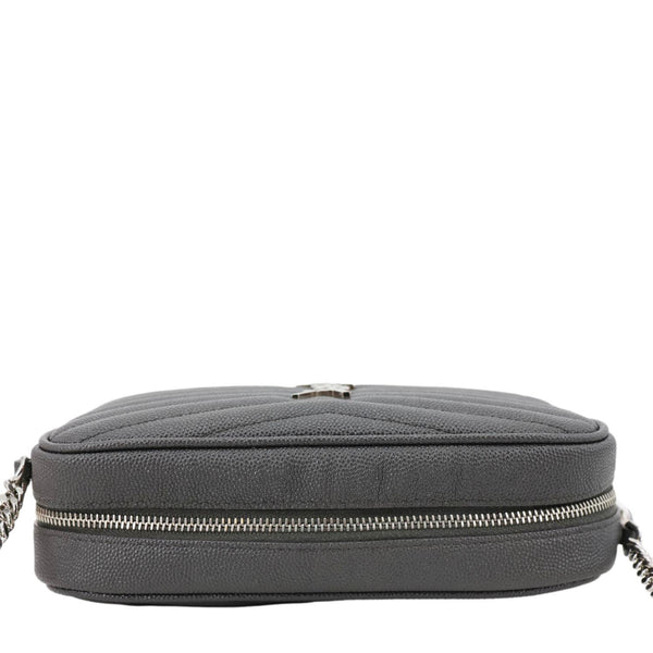 YVES SAINT LAURENT Lou Mini Grain De Poudre Matelasse Leather Camera Bag Grey