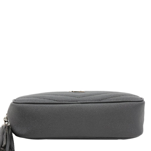 YVES SAINT LAURENT Lou Mini Grain De Poudre Matelasse Leather Camera Bag Grey
