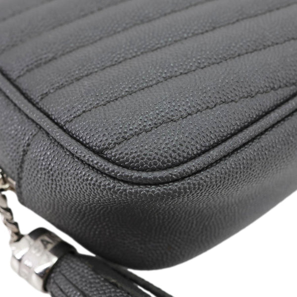 YVES SAINT LAURENT Lou Mini Grain De Poudre Matelasse Leather Camera Bag Grey