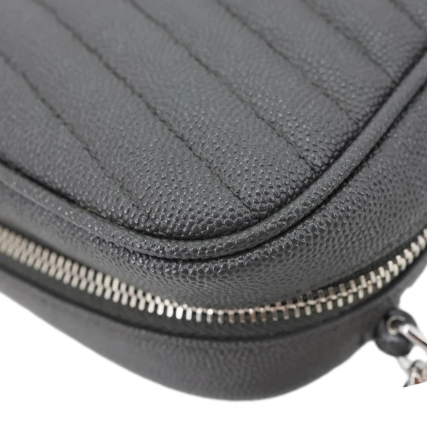 YVES SAINT LAURENT Lou Mini Grain De Poudre Matelasse Leather Camera Bag Grey