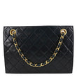 CHANEL Vintage Timeless Quilted Lambskin Leather Tote Shoulder Bag Black