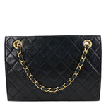 CHANEL Vintage Timeless Quilted Caviar Leather Tote Shoulder Bag Black