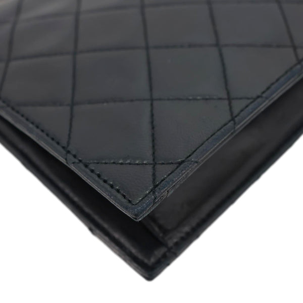 CHANEL Vintage Timeless Quilted Lambskin Leather Tote Shoulder Bag Black
