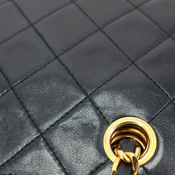 CHANEL Vintage Timeless Quilted Lambskin Leather Tote Shoulder Bag Black