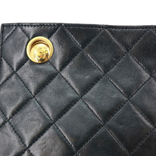 CHANEL Vintage Timeless Quilted Lambskin Leather Tote Shoulder Bag Black