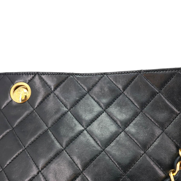 CHANEL Vintage Timeless Quilted Lambskin Leather Tote Shoulder Bag Black