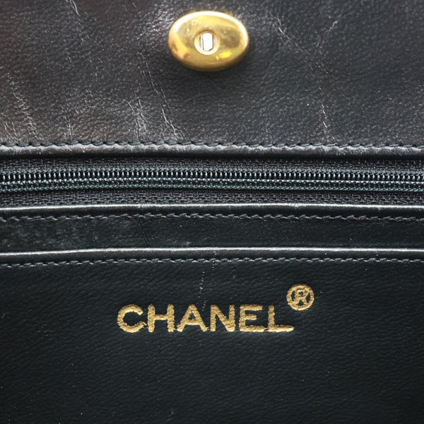 CHANEL Vintage Timeless Quilted Lambskin Leather Tote Shoulder Bag Black