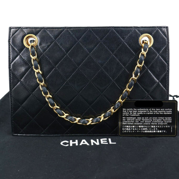 CHANEL Vintage Timeless Quilted Lambskin Leather Tote Shoulder Bag Black