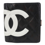 CHANEL Cambon Ligne Quilted Calfskin Leather Compact Wallet Black
