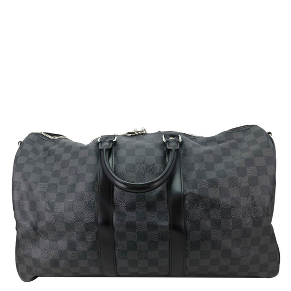 LOUIS VUITTON Keepall 45 Bandouliere Damier Graphite Canvas Duffle Bag Black