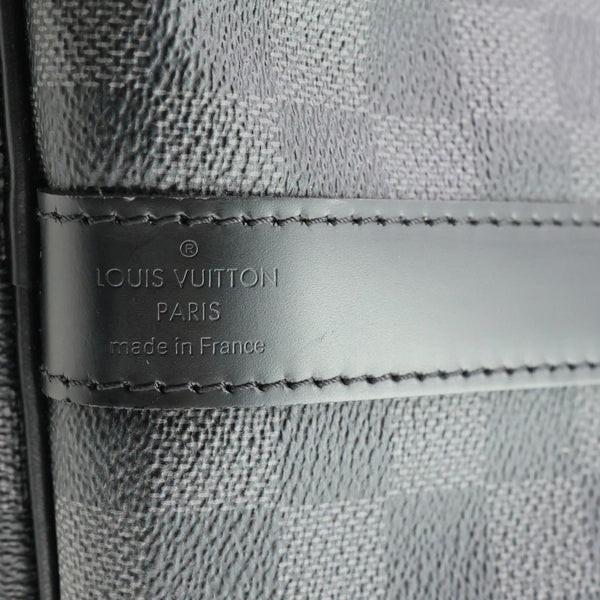 LOUIS VUITTON Keepall 45 Bandouliere Damier Graphite Canvas Duffle Bag Black