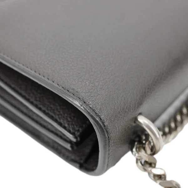 YVES SAINT LAURENT Sunset Medium Grain De Poudre Leather Shoulder Bag Gray