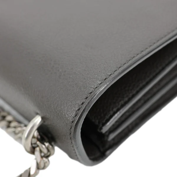 YVES SAINT LAURENT Sunset Medium Grain De Poudre Leather Shoulder Bag Gray