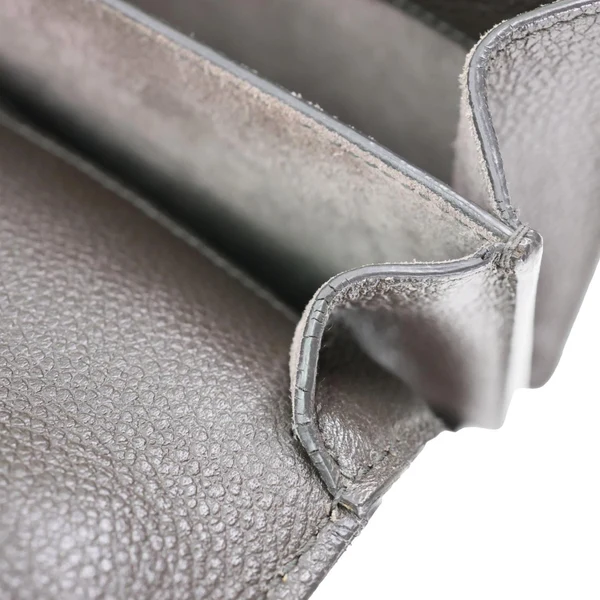 YVES SAINT LAURENT Sunset Medium Grain De Poudre Leather Shoulder Bag Gray