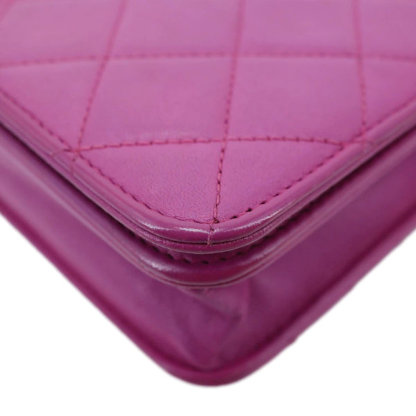 CHANEL Coco Boy Quilted Calfskin Leather Wallet On Chain Crossbody Bag Purple