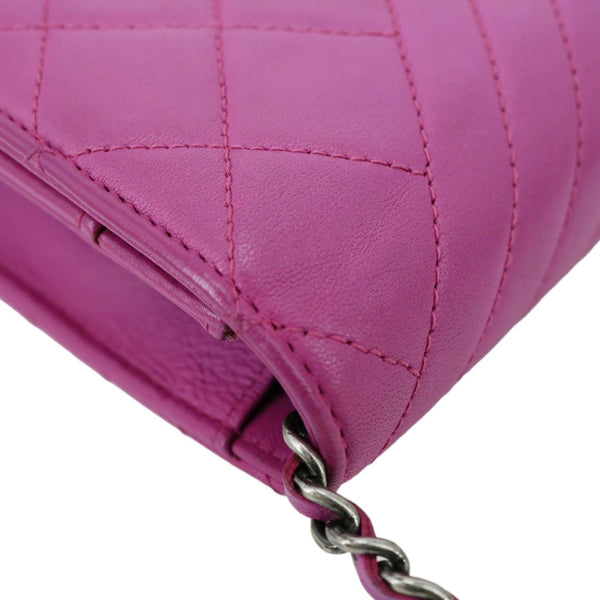 CHANEL Coco Boy Quilted Calfskin Leather Wallet On Chain Crossbody Bag Purple