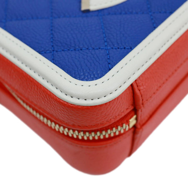 CHANEL Vanity Case Filigree CC Small Caviar Quilted Shoulder Bag Blue