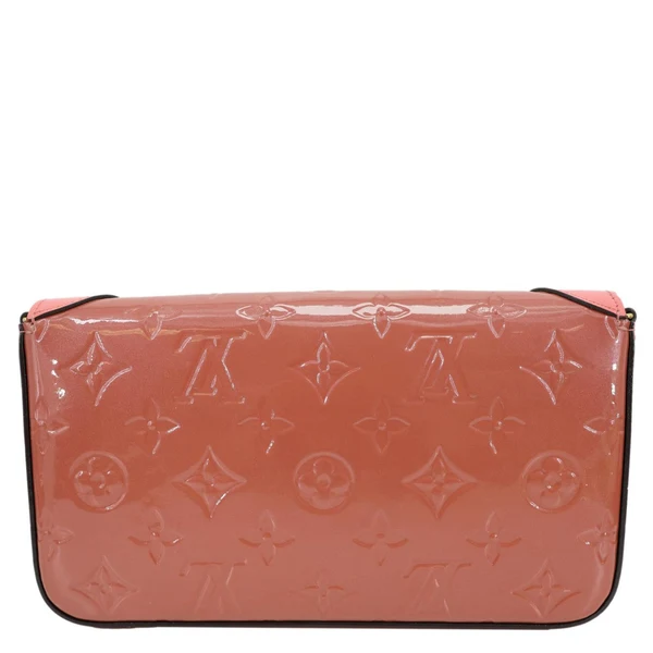LOUIS VUITTON Valentine Dog Felicie Pochette Monogram Vernis Crossbody Bag Pink