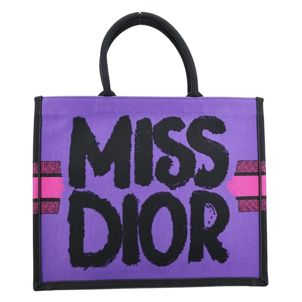 CHRISTIAN DIOR Book Miss Dior Graffiti Embroidered Canvas Tote Bag Pink