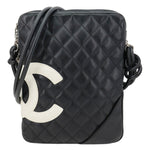 CHANEL Cambon Ligne Leather Messenger Bag Black