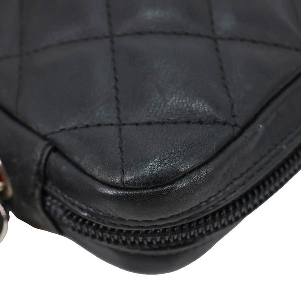 CHANEL Cambon Ligne Leather Messenger Bag Black
