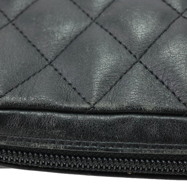CHANEL Cambon Ligne Leather Messenger Bag Black