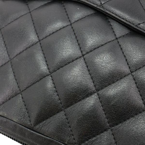 CHANEL Cambon Ligne Leather Messenger Bag Black