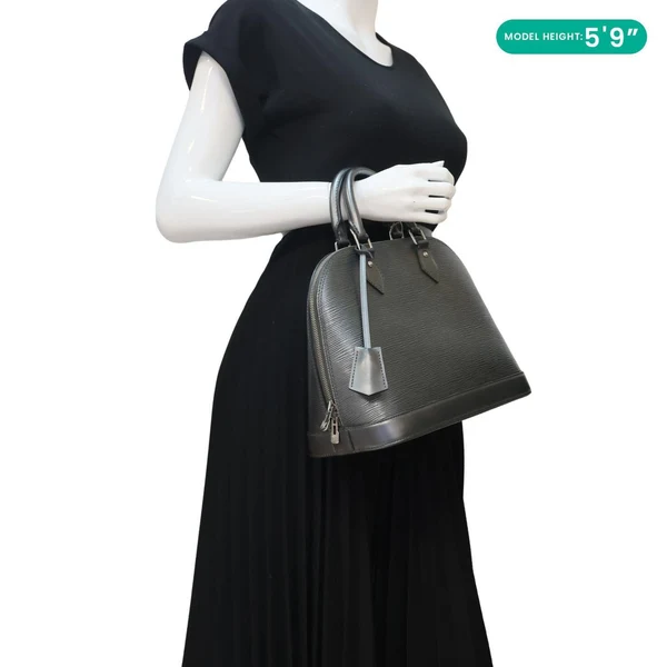 LOUIS VUITTON Alma PM Epi Leather Satchel Bag Metallic Grey
