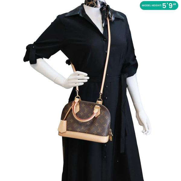 LOUIS VUITTON Alma BB Monogram Canvas Crossbody Bag Brown