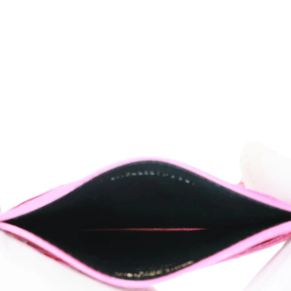 YVES SAINT LAURENT Cassandre Monogram Grain De Poudre Leather Card Holder Pink