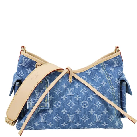LOUIS VUITTON Carryall Cargo PM Monogram Denim Shoulder Bag Blue