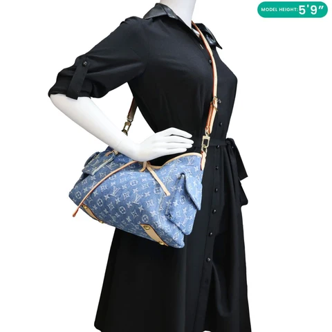 LOUIS VUITTON Carryall Cargo PM Monogram Denim Shoulder Bag Blue