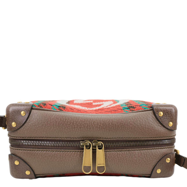 GUCCI Houndstooth Stripe Interlocking G Trunk Shoulder Bag Red 626363