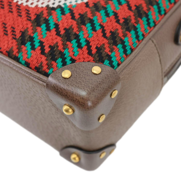 GUCCI Houndstooth Stripe Interlocking G Trunk Shoulder Bag Red 626363