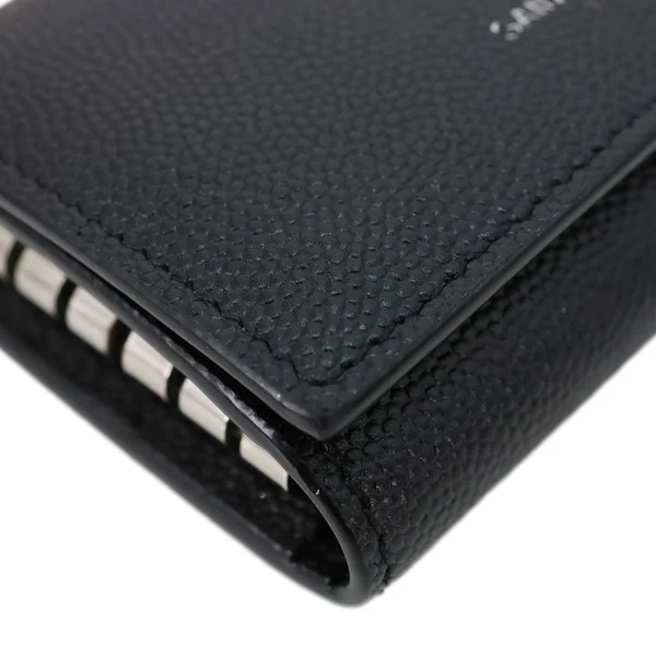YVES SAINT LAURENT Multicles Grain De Poudre Leather 6 Keys Holder Black