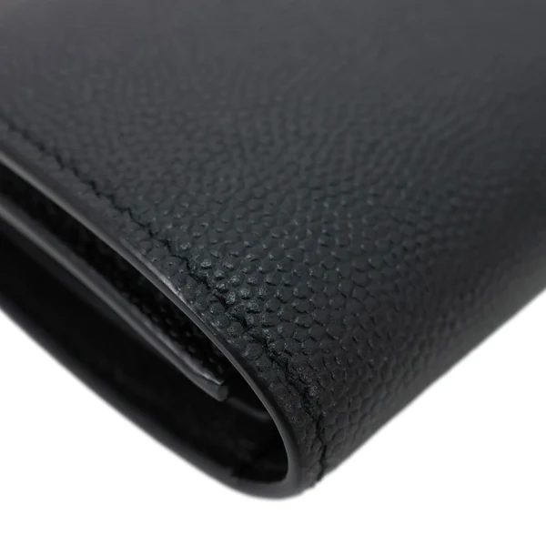 YVES SAINT LAURENT Multicles Grain De Poudre Leather 6 Keys Holder Black