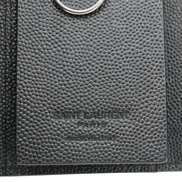 YVES SAINT LAURENT Multicles Grain De Poudre Leather 6 Keys Holder Black