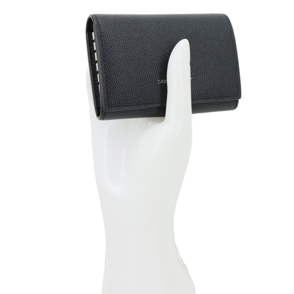YVES SAINT LAURENT Multicles Grain De Poudre Leather 6 Keys Holder Black