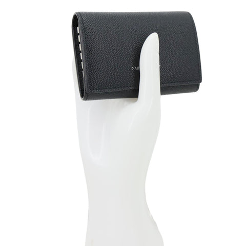YVES SAINT LAURENT Multicles Grain De Poudre Leather 6 Keys Holder Black