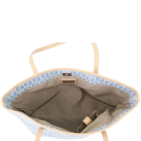 FENDI Zucchino Monogram Canvas Roll Tote Bag Blue