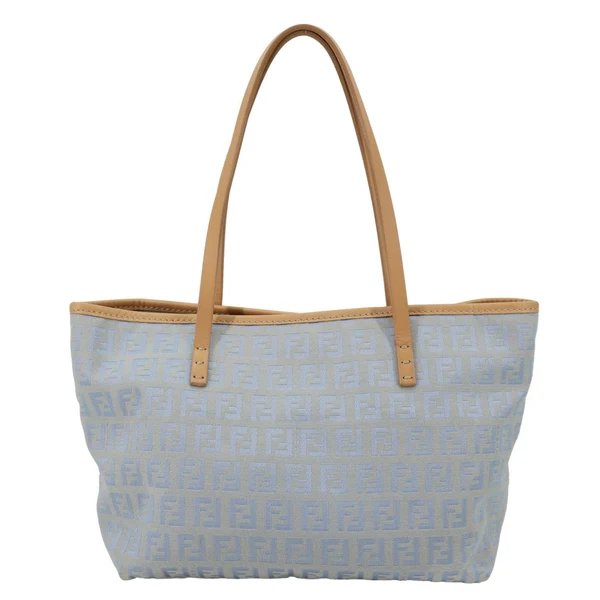 FENDI Zucchino Monogram Canvas Roll Tote Bag Blue
