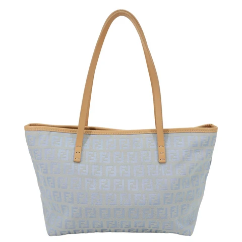 FENDI Zucchino Monogram Canvas Roll Tote Bag Blue