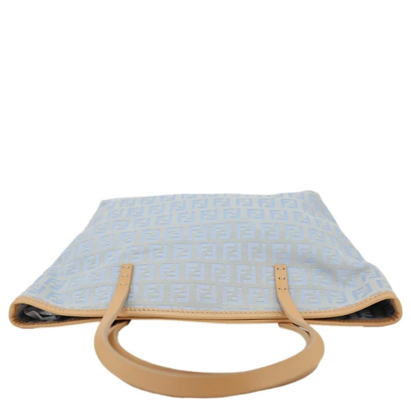 FENDI Zucchino Monogram Canvas Roll Tote Bag Blue