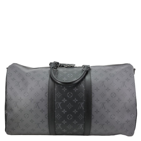 LOUIS VUITTON Keepall 50 Bandouliere Monogram Eclipse Travel Bag Black